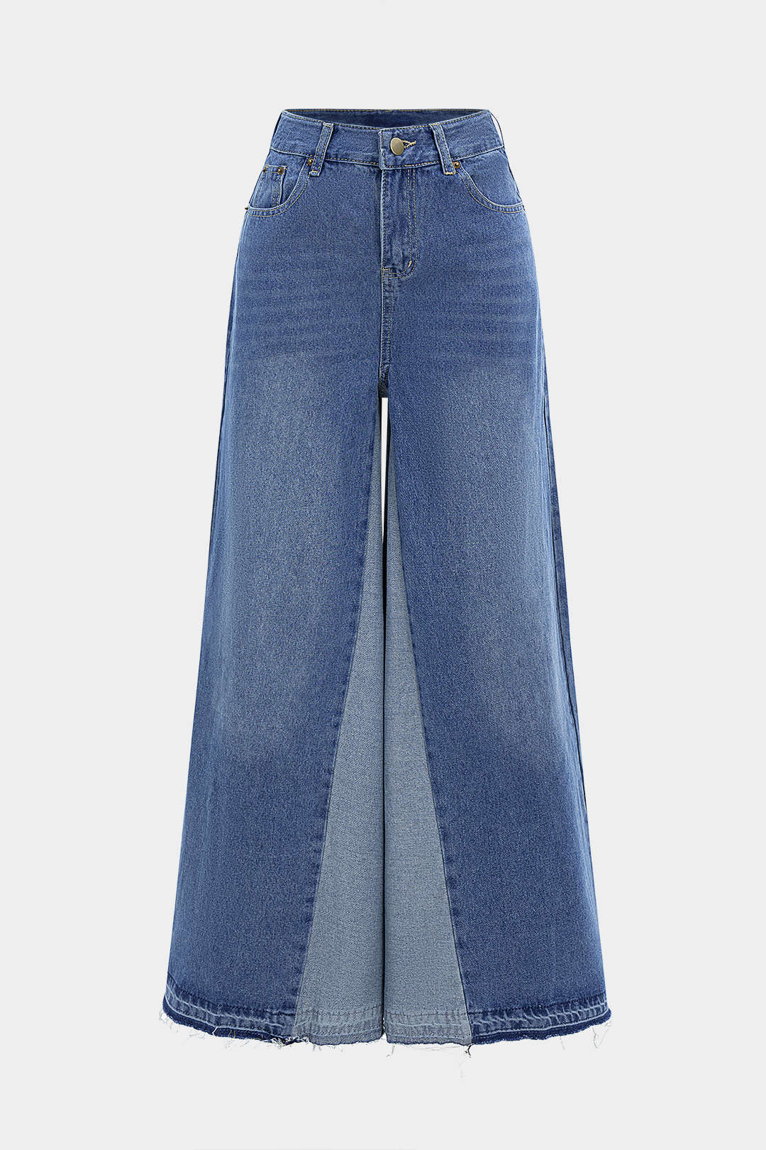 Denim Contrast Wide Leg Jeans