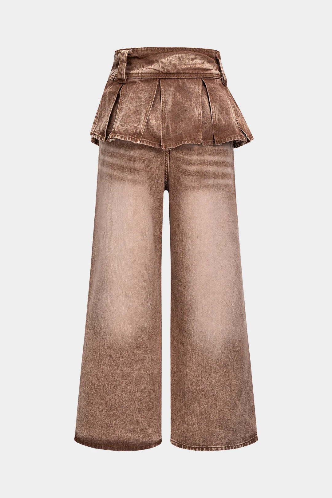Denim Pleated Wide Leg Jeans - Image 2
