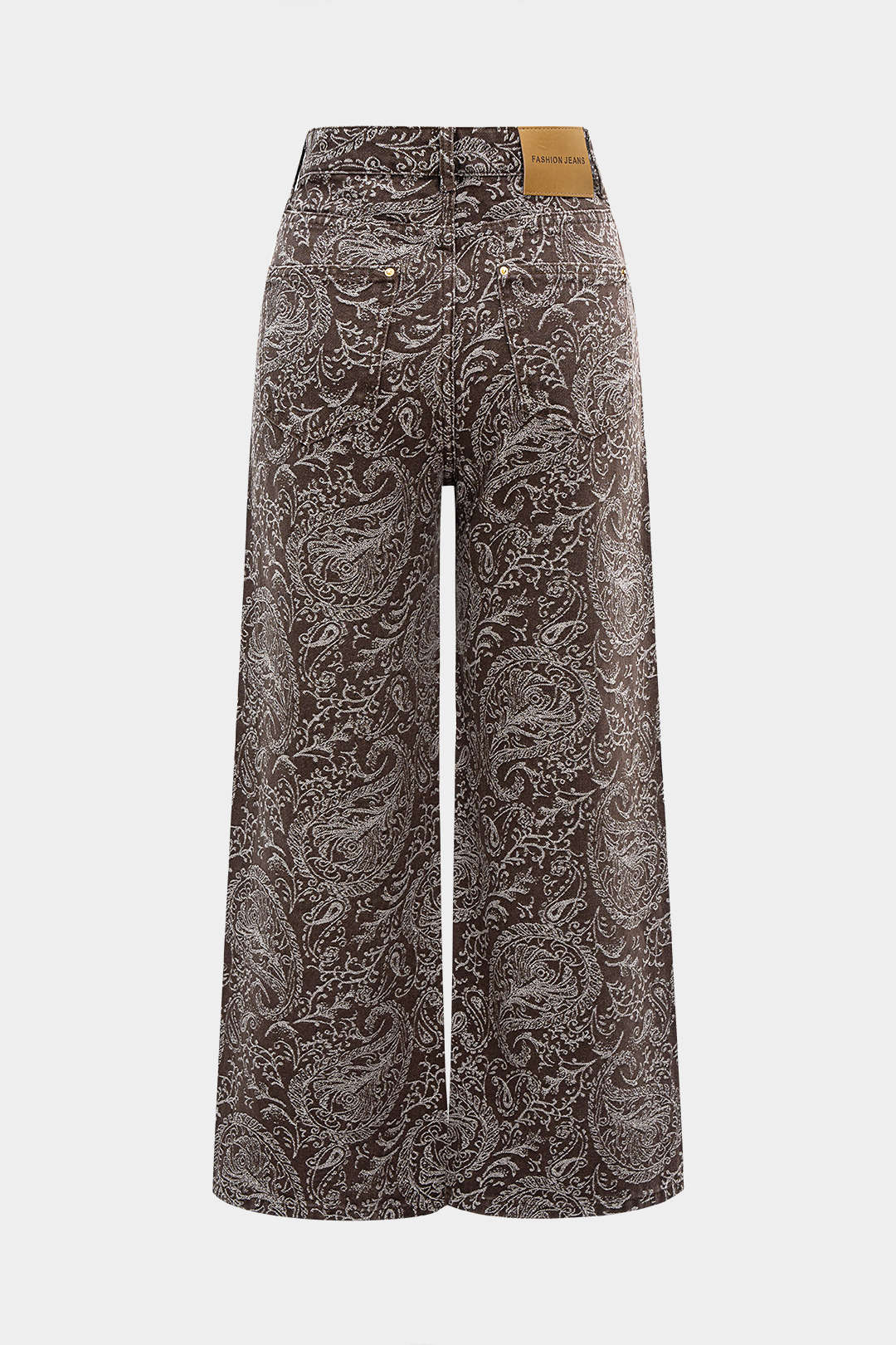 Retro Paisley Print Denim Straight Leg Jeans - Image 2