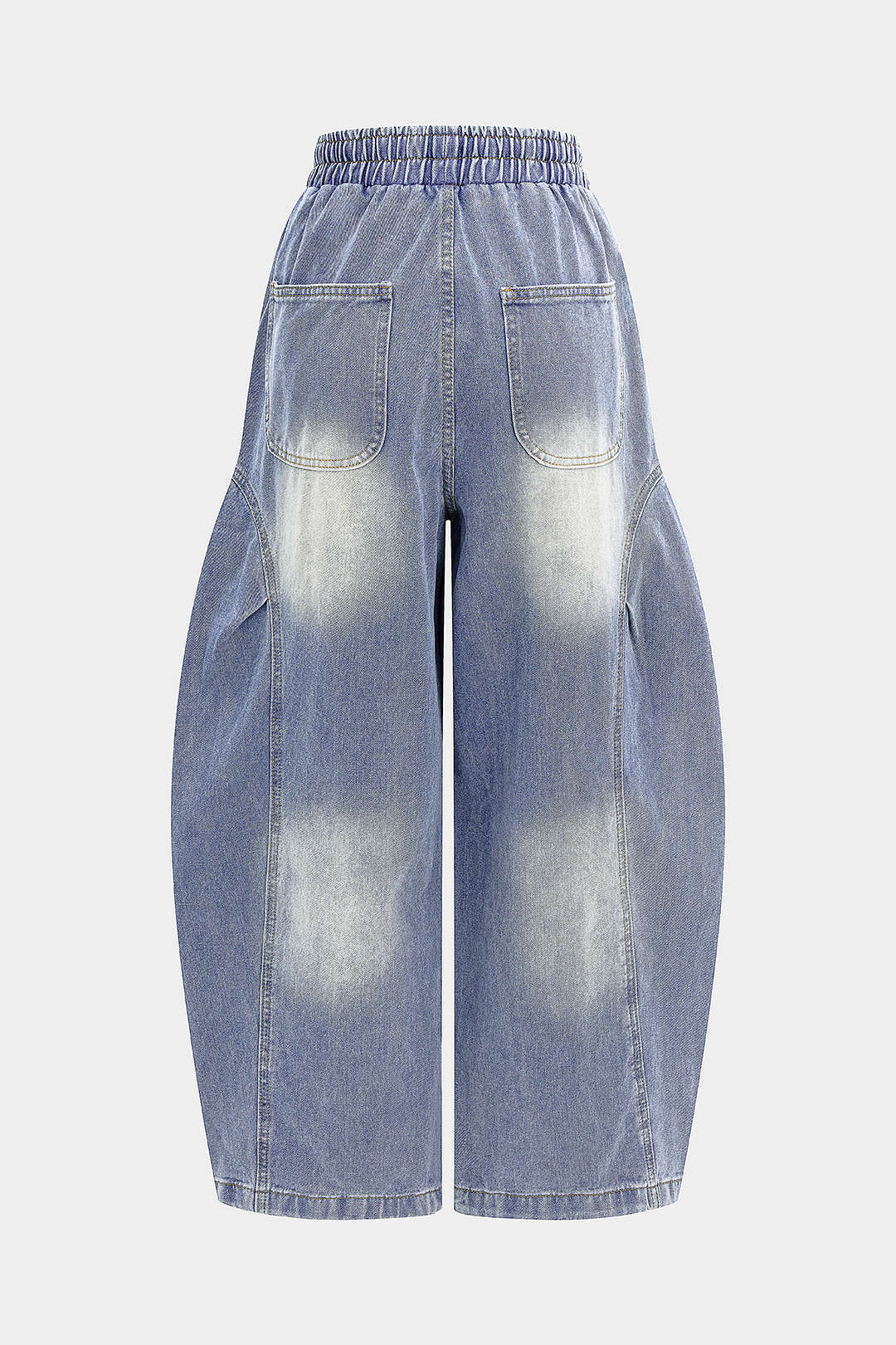 Denim Drawstring Shirred Waistband Jeans - Image 2