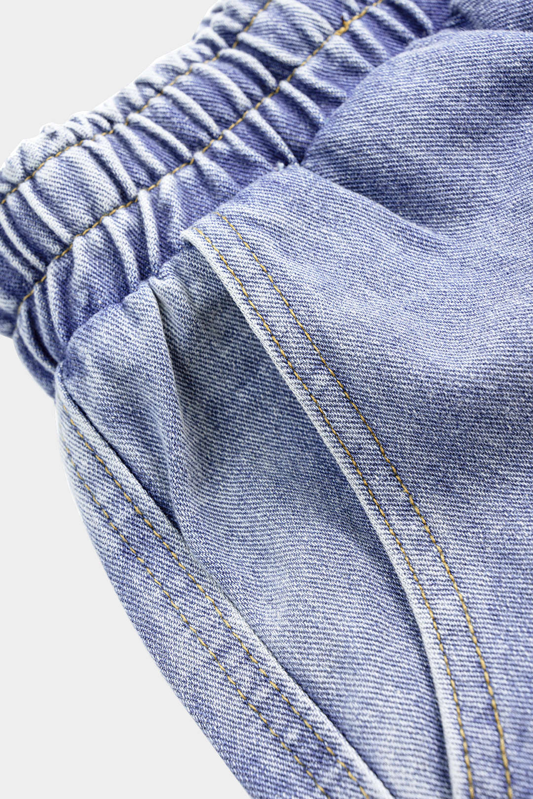 Denim Drawstring Shirred Waistband Jeans - Image 3