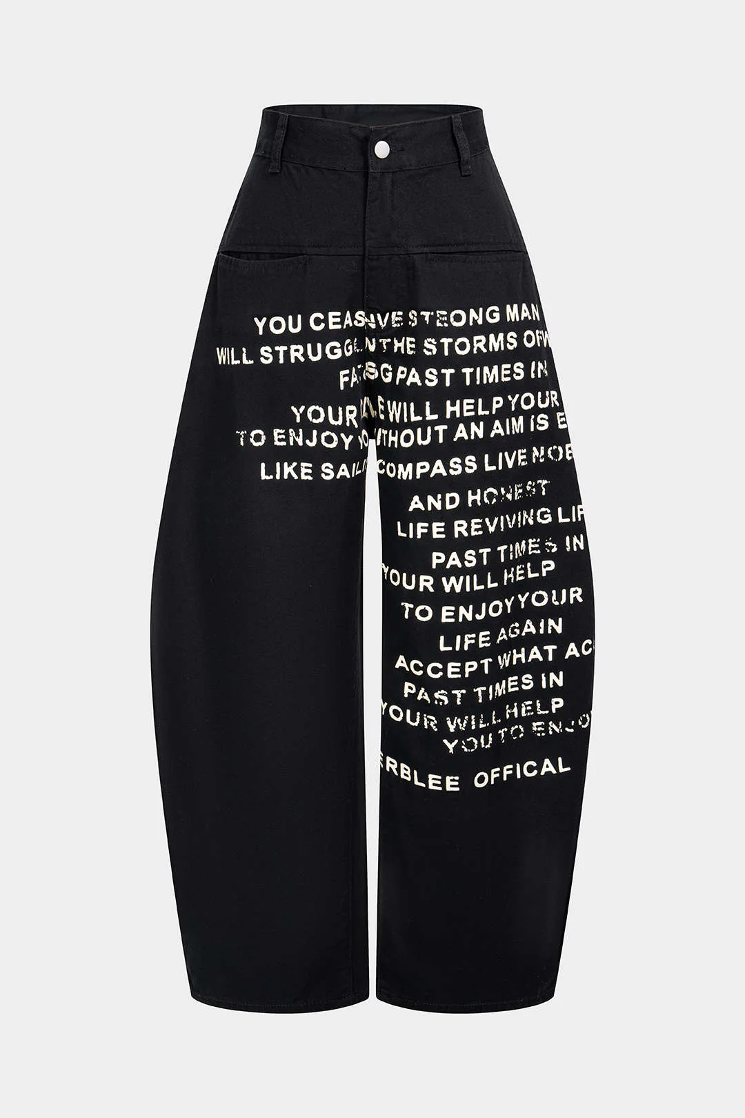 Letter Print Straight Leg Barrel Jeans - Image 5