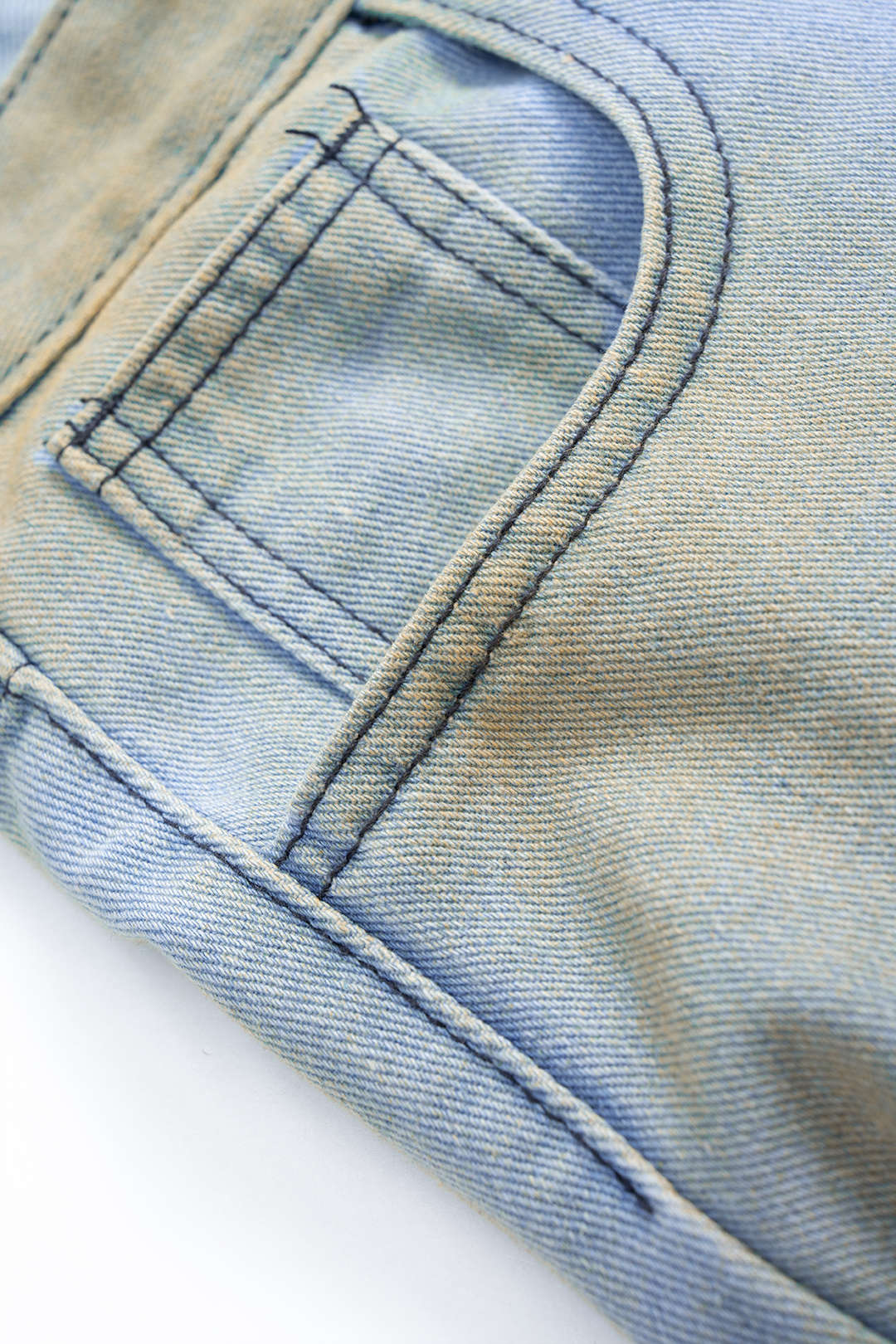 Denim Contrast Pocket Wide Leg Jeans - Image 3