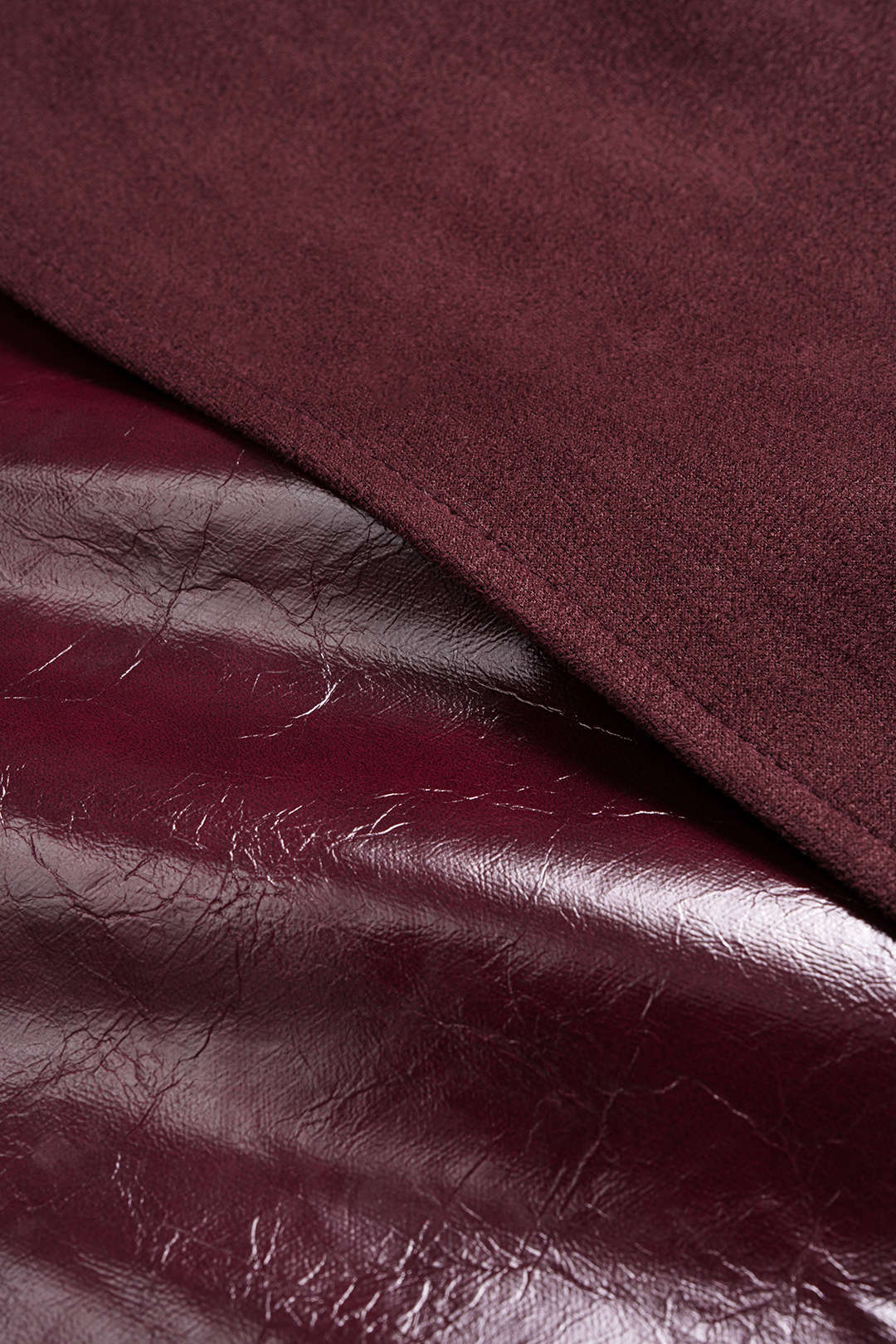 Faux Leather Suede Patchwork High Waist Asymmetrical Pants - Image 4