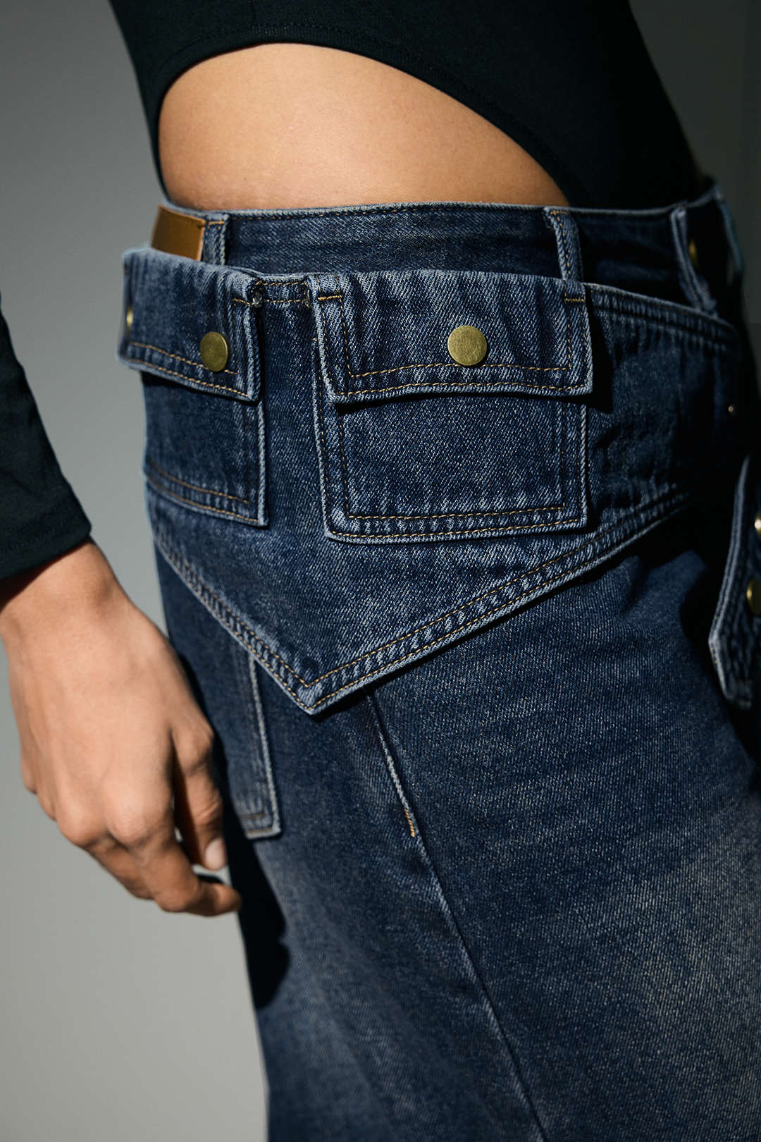 Denim Asymmetrical Wide Leg Jeans - Image 10