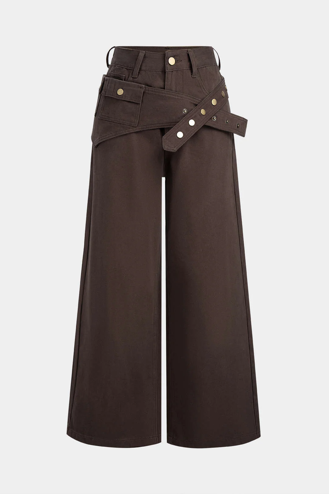 Denim Asymmetrical Wide Leg Jeans - Image 12