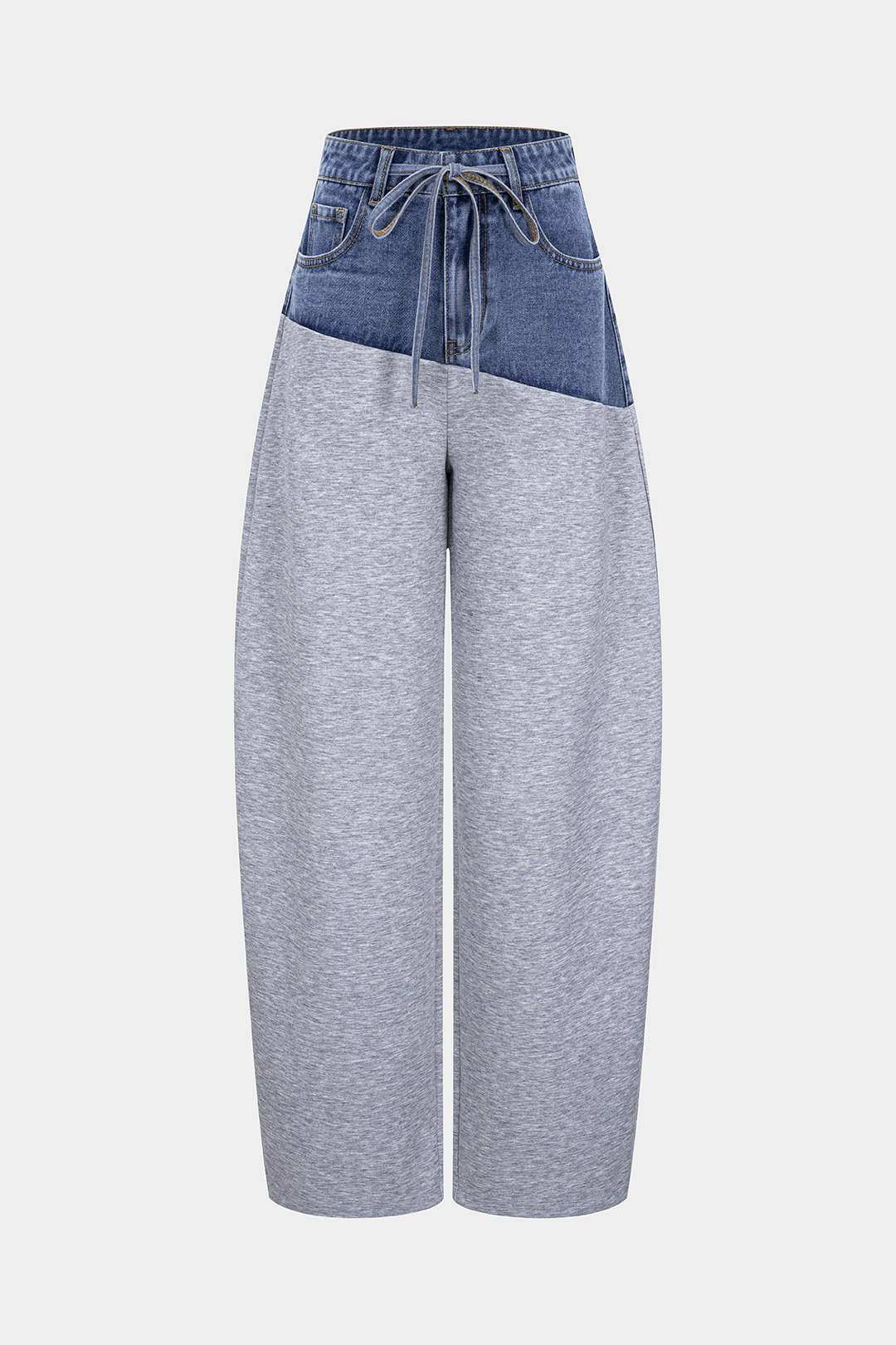 Denim Patchwork Drawstring Jeans