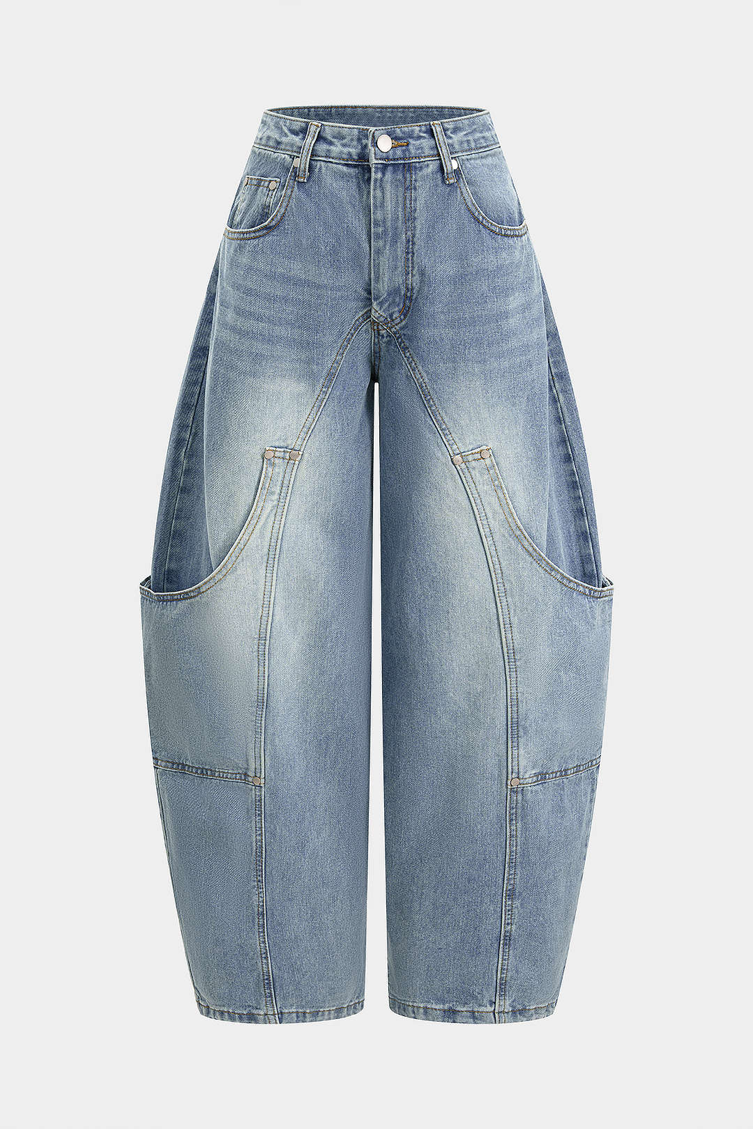 Denim Pocket Wide Leg Jeans