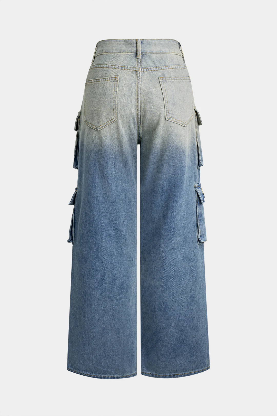 Denim High Waist Pocket Wide Leg Jeans - Image 2