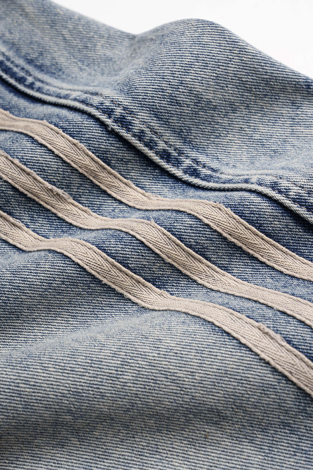 Denim Contrast Stripes Wide Leg Jeans - Image 4