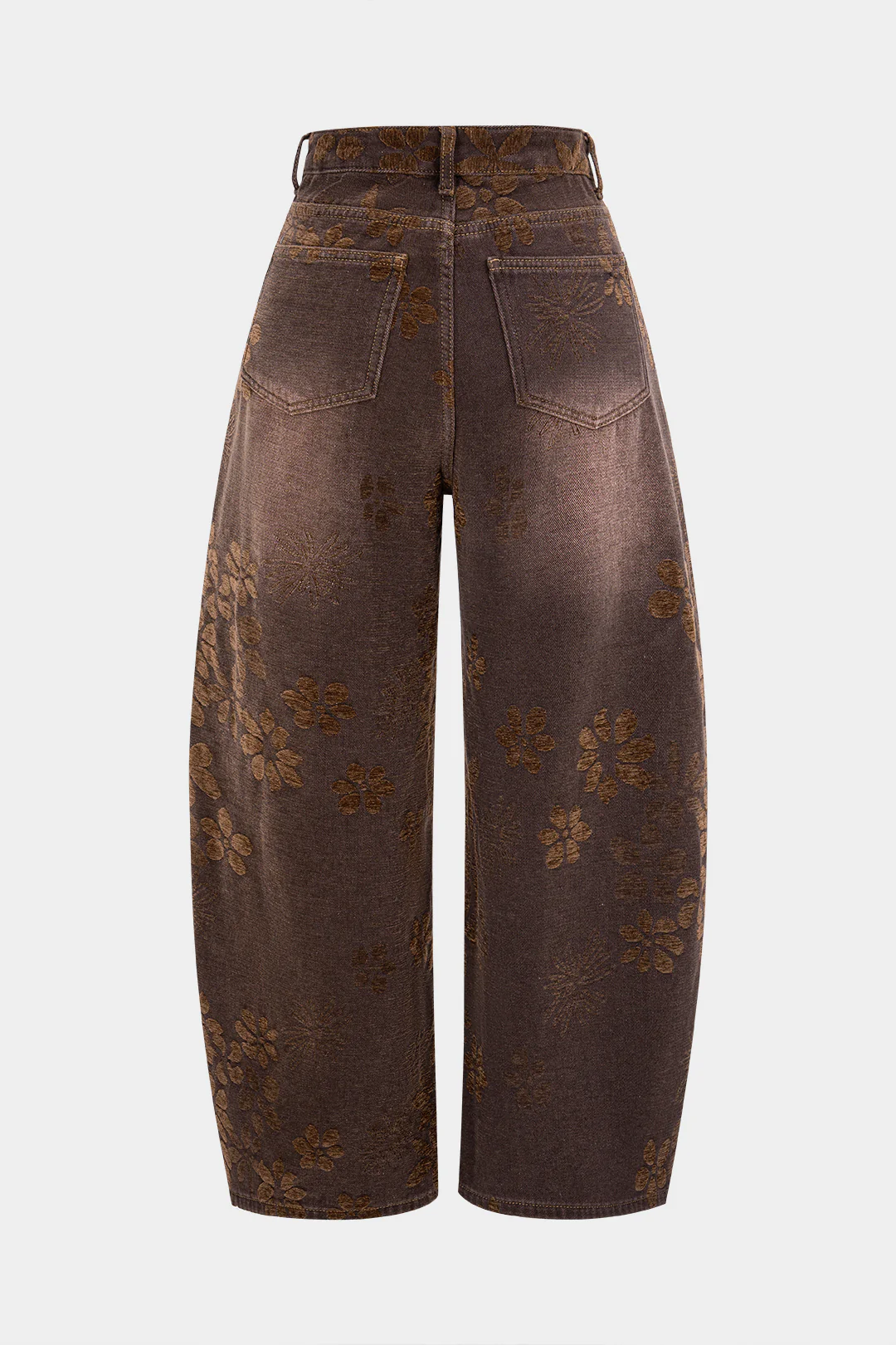 Denim Floral Print High-Waist Pocket Jeans - Image 11