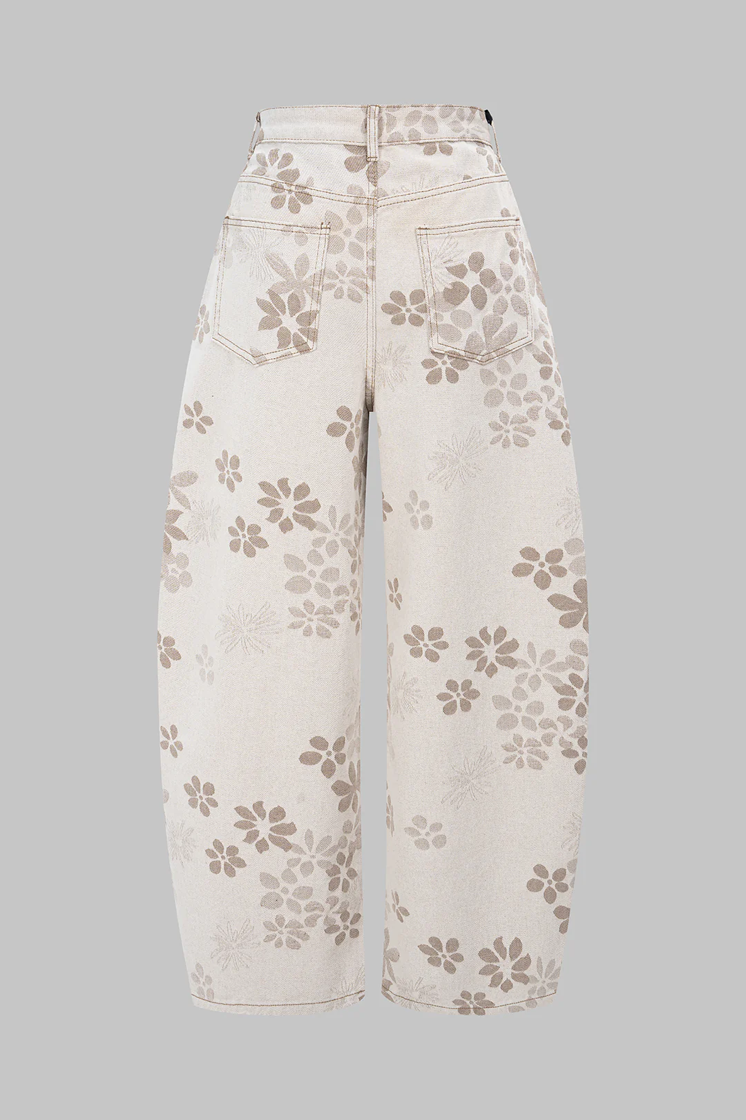Denim Floral Print High-Waist Pocket Jeans - Image 15