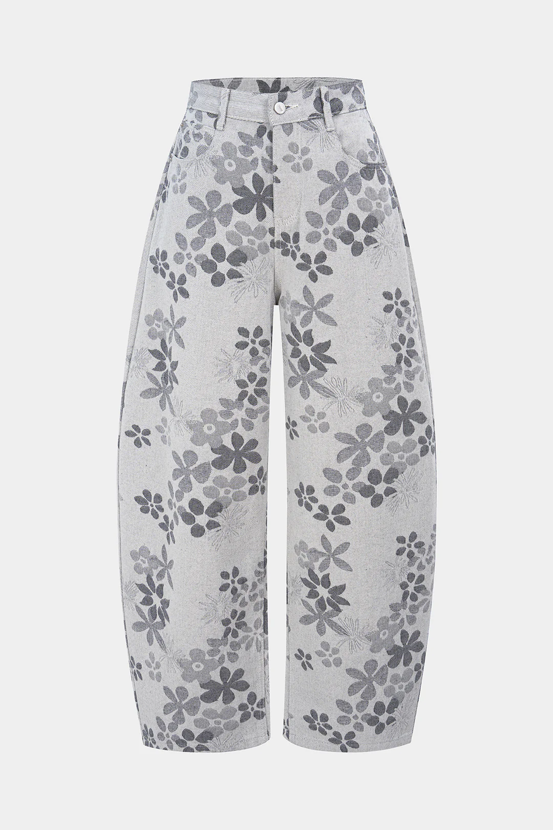 Denim Floral Print High-Waist Pocket Jeans - Image 18