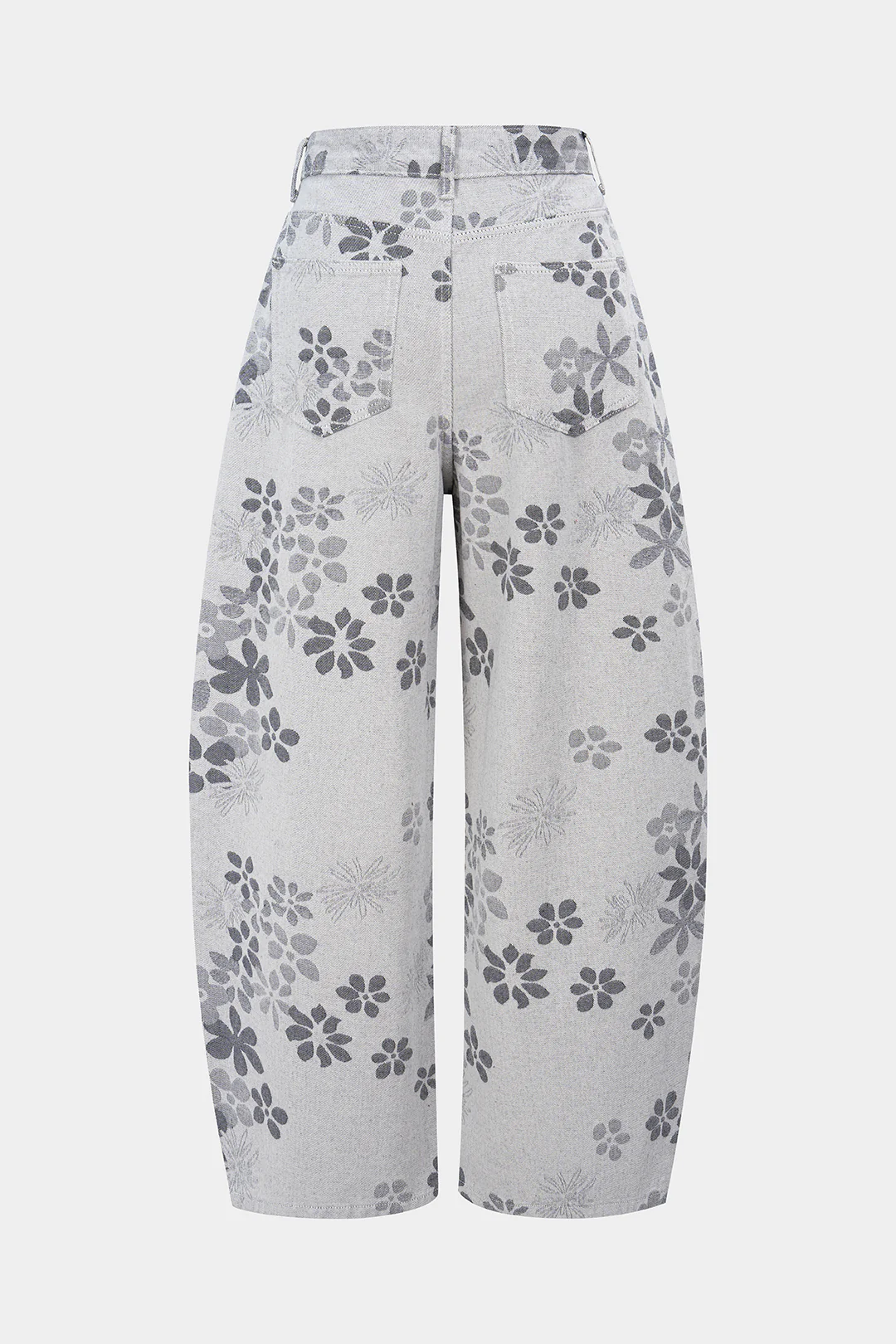 Denim Floral Print High-Waist Pocket Jeans - Image 19