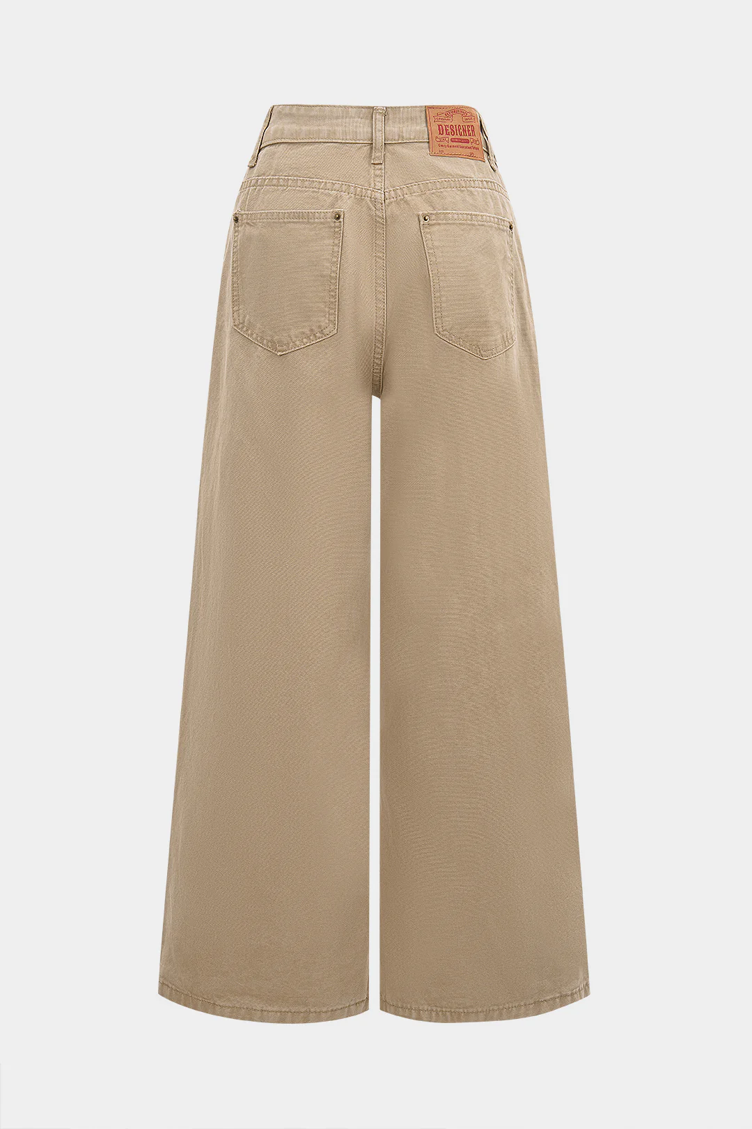 Denim Button Straight Wide Leg Jeans - Image 2