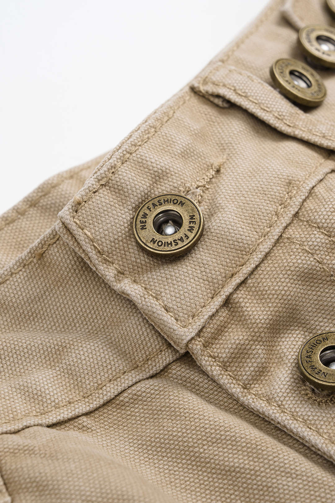 Denim Button Straight Wide Leg Jeans - Image 3