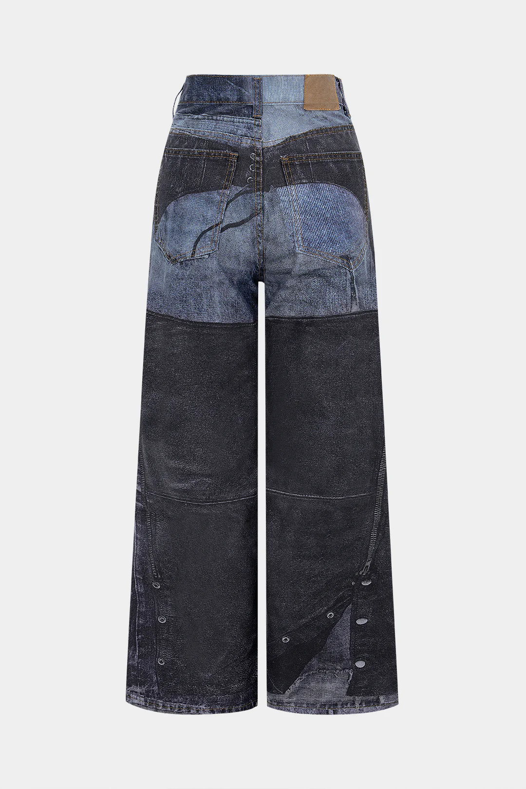 Denim Retro Print Straight Wide Leg Jeans - Image 2