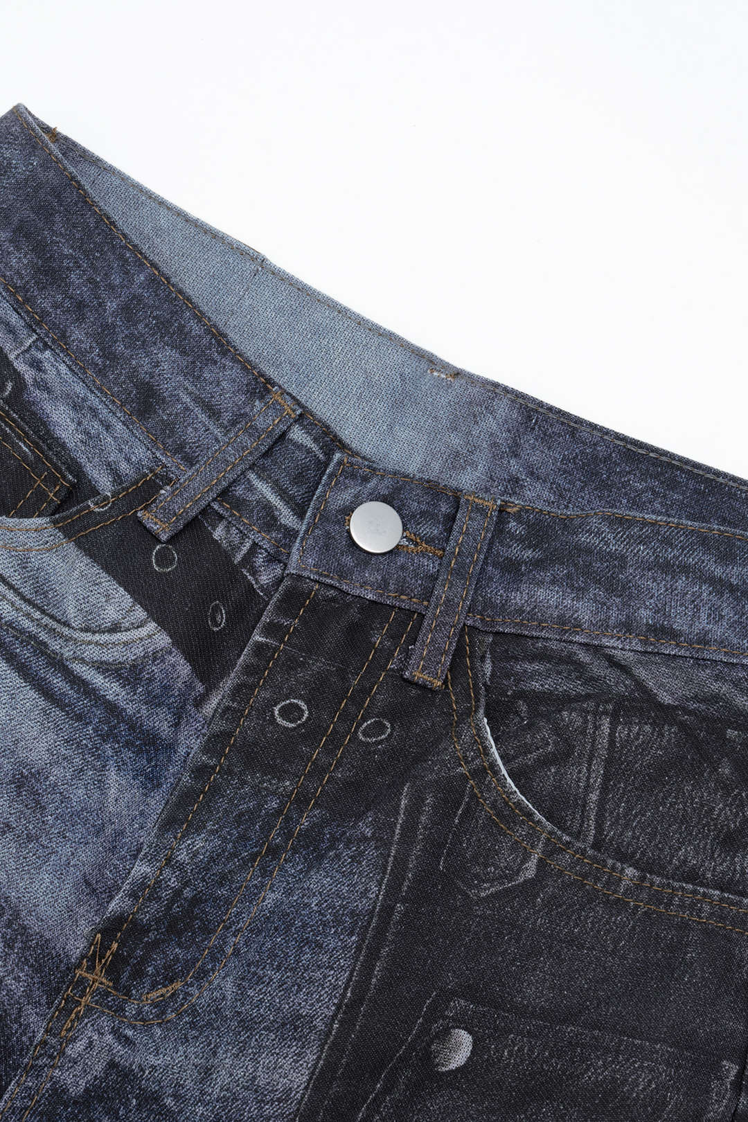 Denim Retro Print Straight Wide Leg Jeans - Image 3