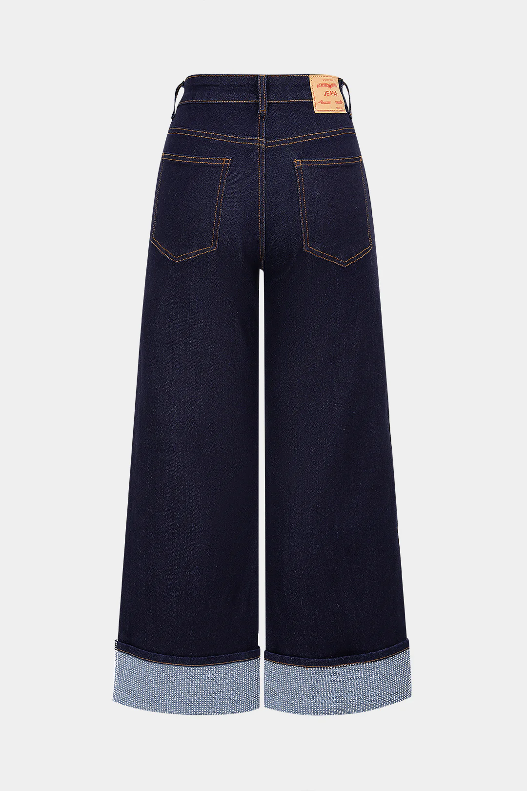 Denim Rhinestone Decor Zipper Straight Jeans - Image 2