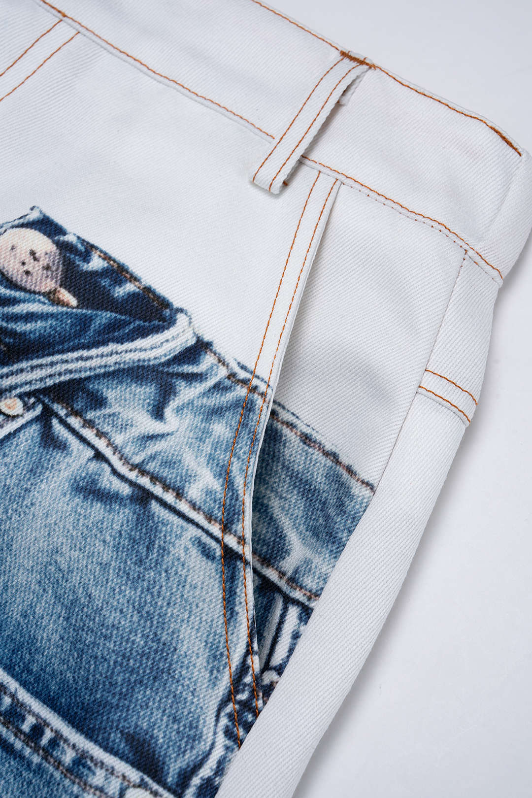 Denim Print Wide Leg Pants - Image 4