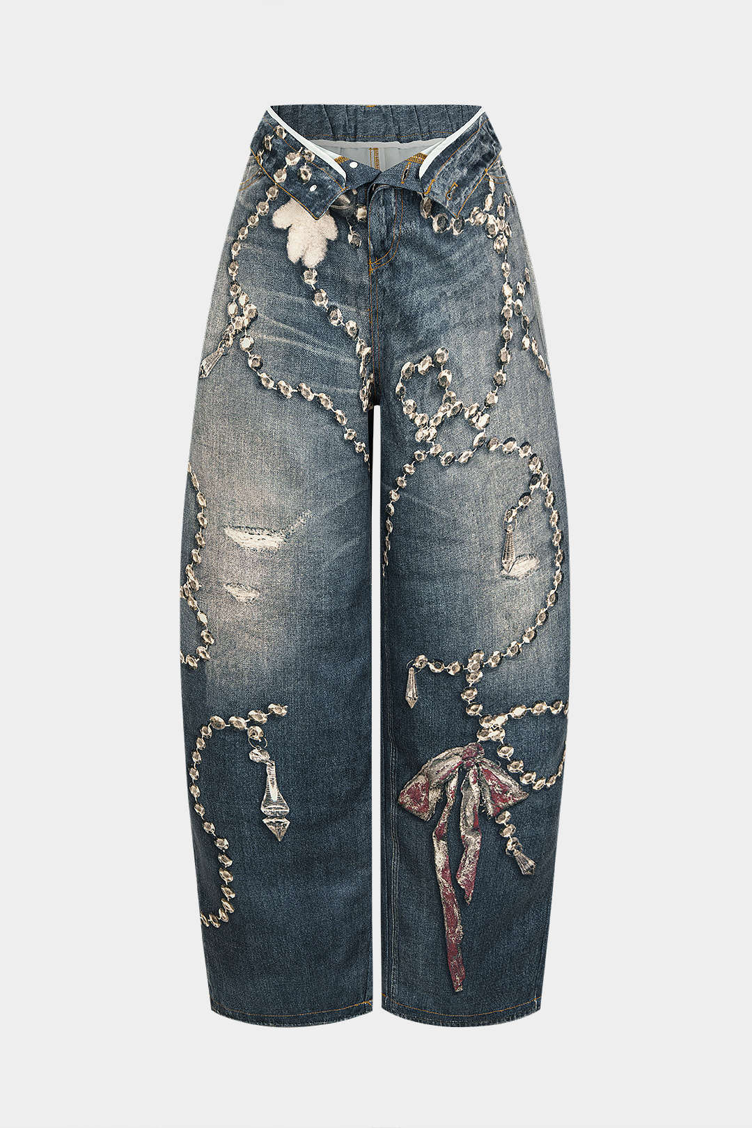 Artistic Denim High Waist Wide Leg Pants