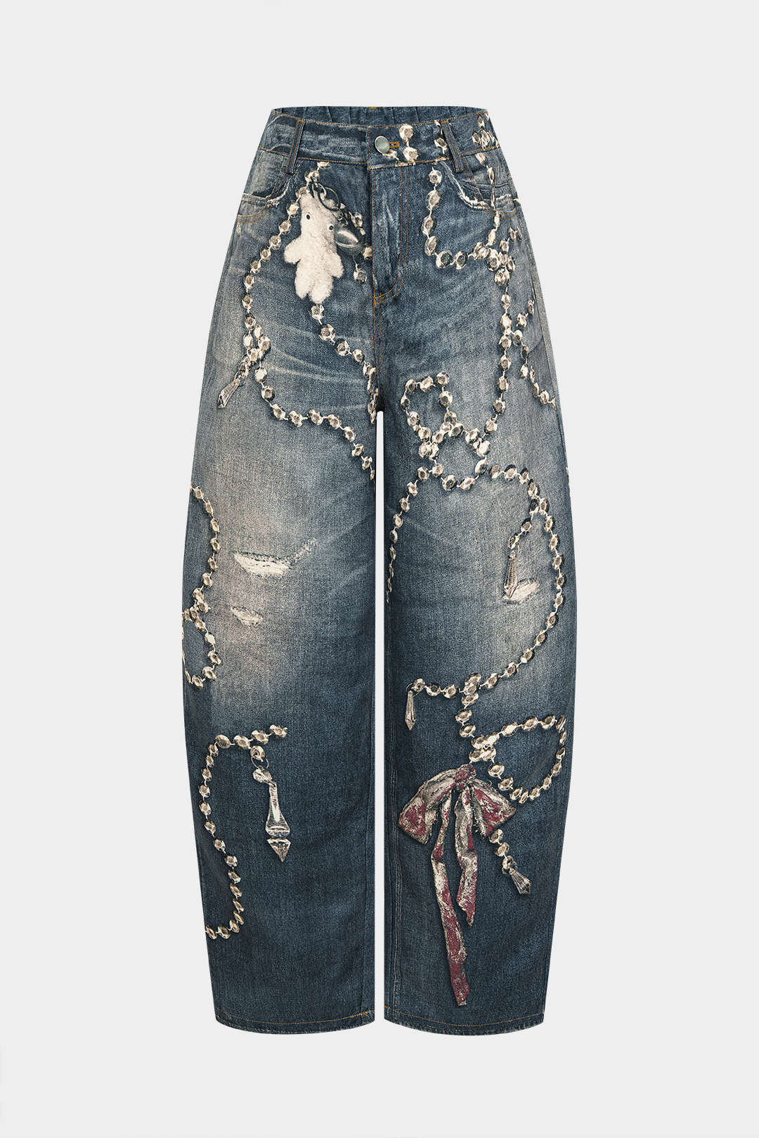 Artistic Denim High Waist Wide Leg Pants - Image 2