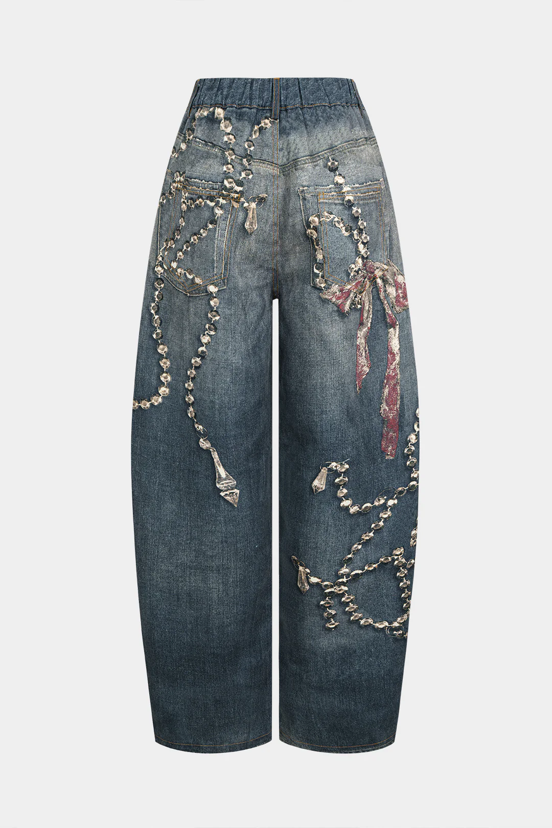 Artistic Denim High Waist Wide Leg Pants - Image 3