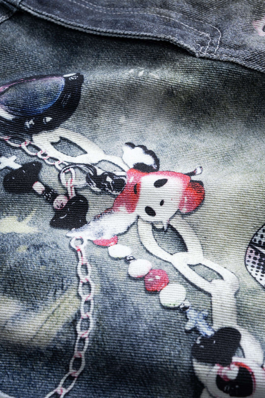 Denim Graffiti Print High Waist Wide Leg Jeans - Image 4