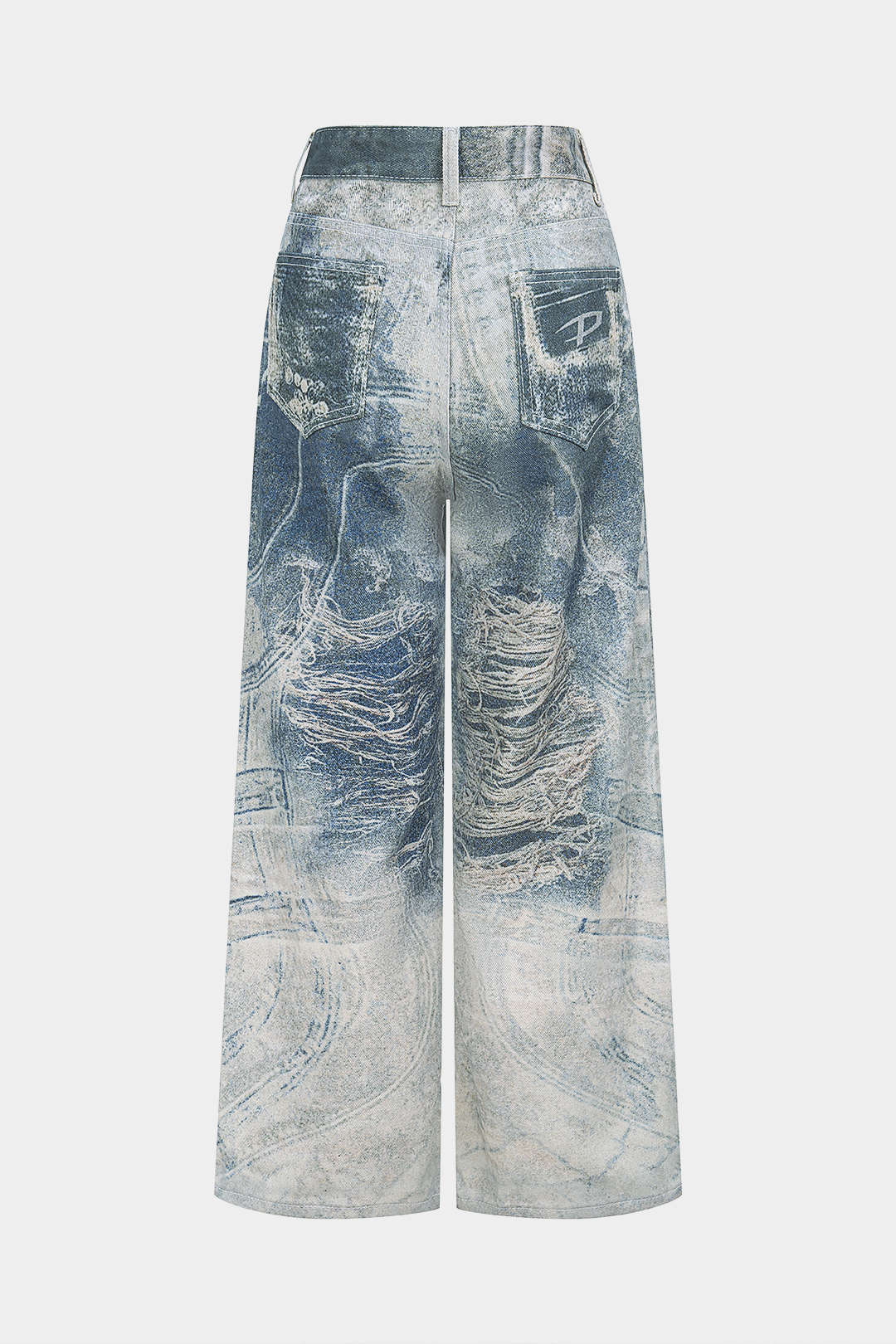 Denim Retro Print Wide Leg Jeans - Image 2