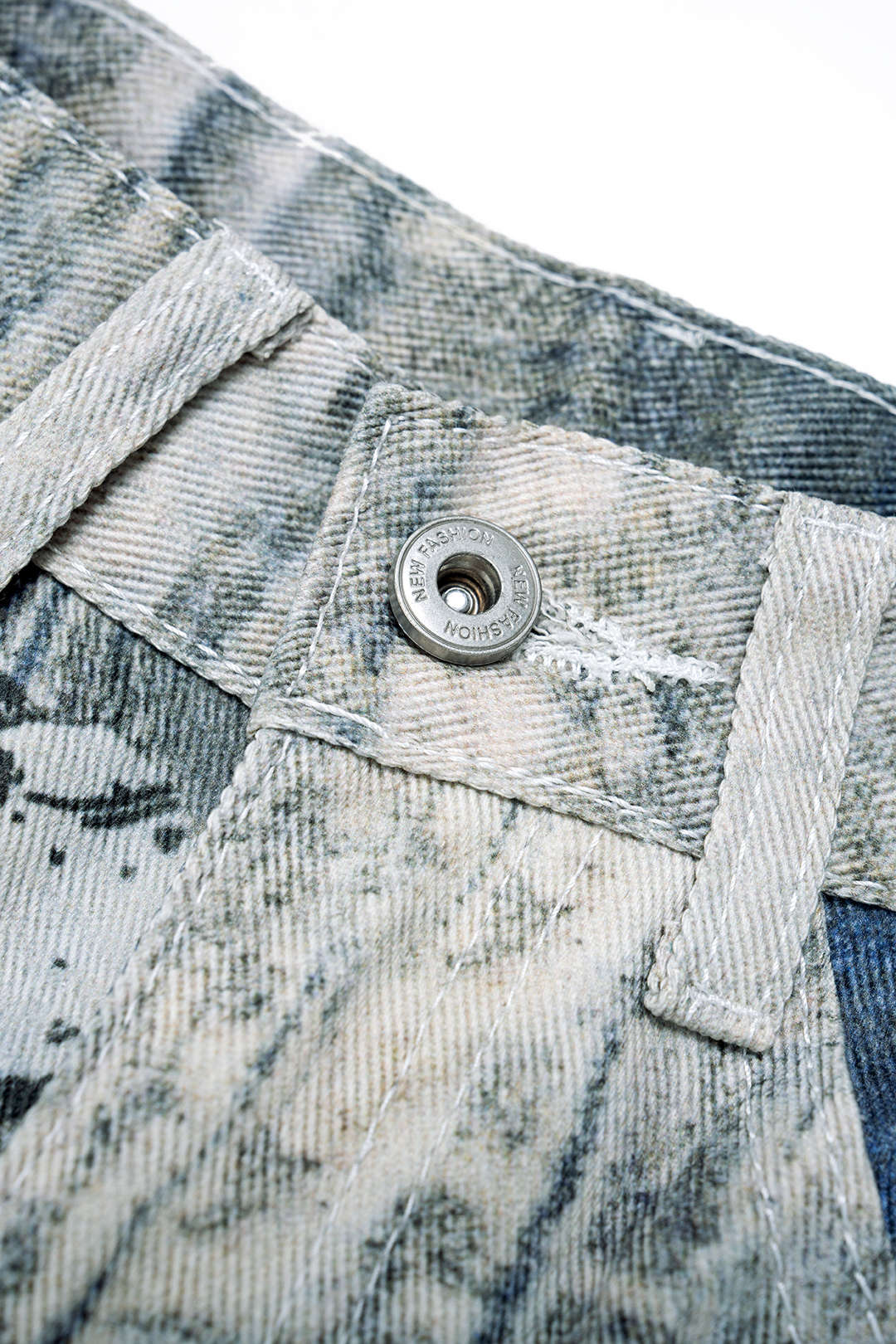 Denim Retro Print Wide Leg Jeans - Image 3