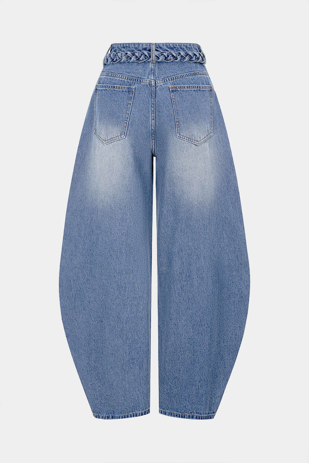 Denim Belted Pocket Wide Leg Jeans - Image 2