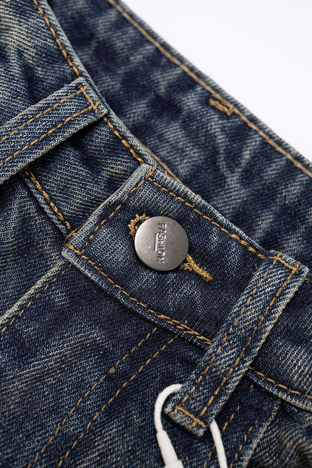 Denim Patchwork Faux Leather Wide Leg Jeans - Image 3