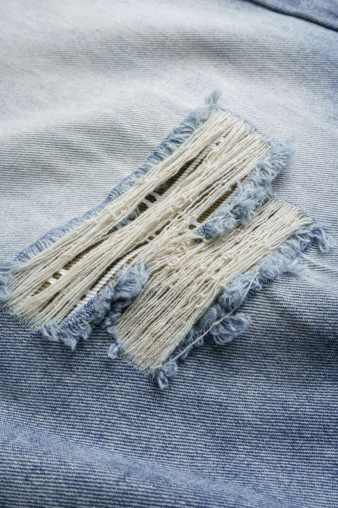 Denim Plaid Print Ripped Wide Leg Jeans - Image 4