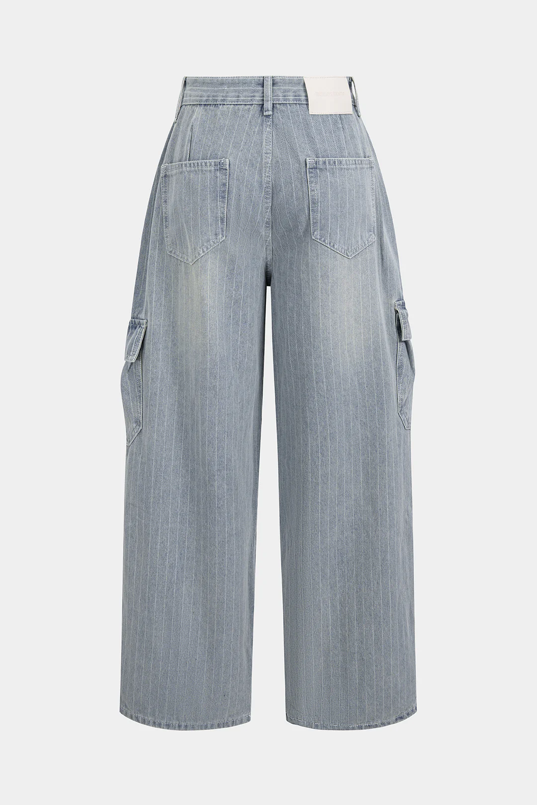 Denim Striped Pocket Wide Leg Jeans - Image 2