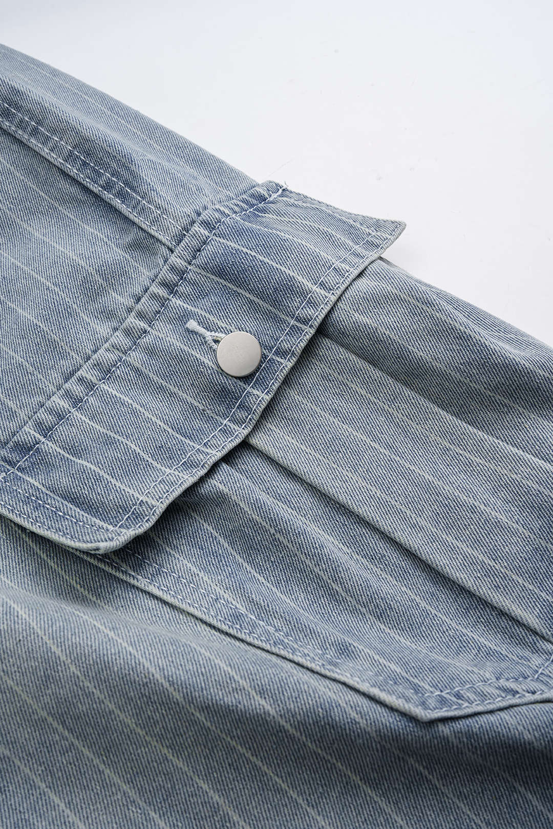 Denim Striped Pocket Wide Leg Jeans - Image 5