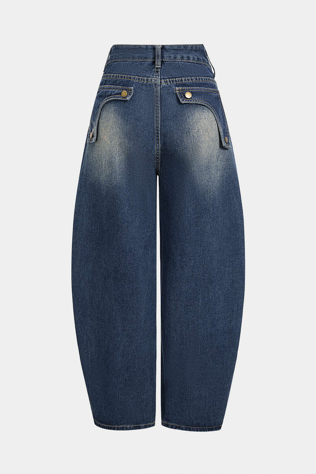 Denim Geometric Pattern Frayed Pocket Straight Leg Jeans - Image 2