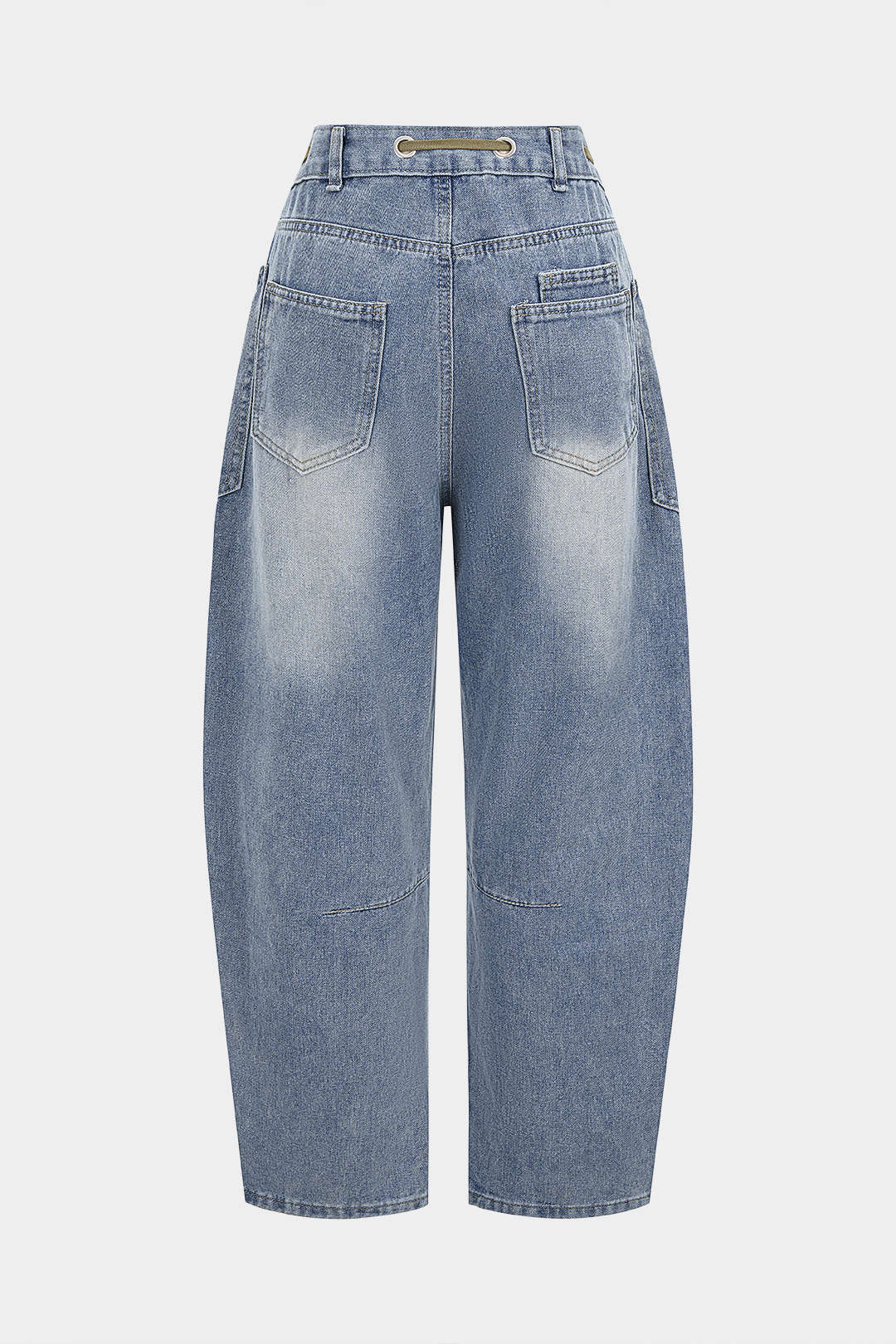 Denim Contrast Drawstring Wide Leg Jeans - Image 2