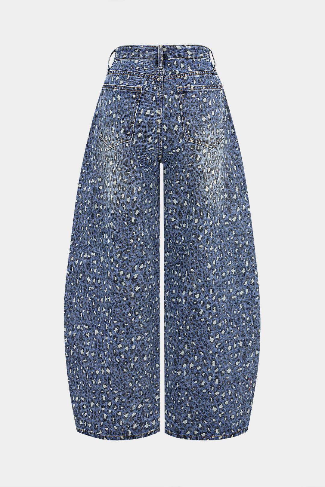 Denim Leopard Print High Waist Wide Leg Jeans - Image 2