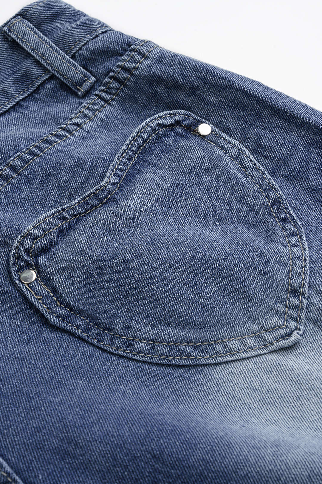 Denim Heart-Shaped Pocket Wide-Leg Jeans - Image 3