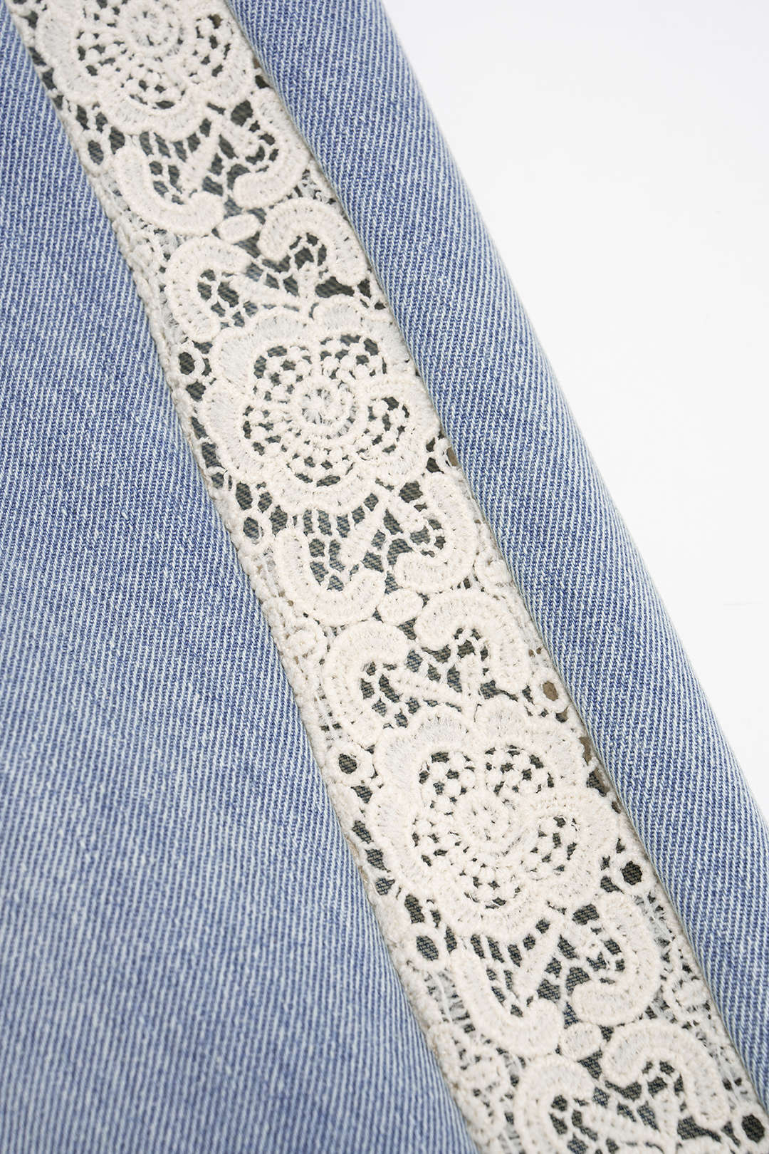 Denim Patchwork Button Wide Leg Jeans - Image 5