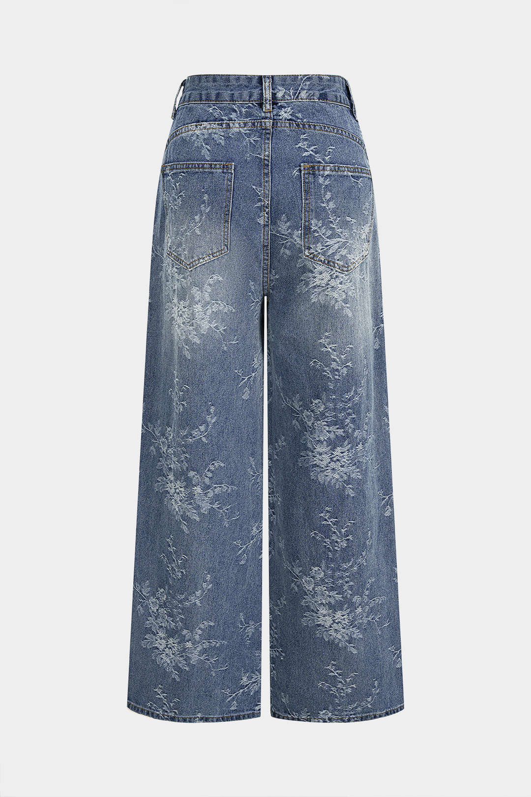 Denim Floral High Waist Wide Leg Jeans - Image 2