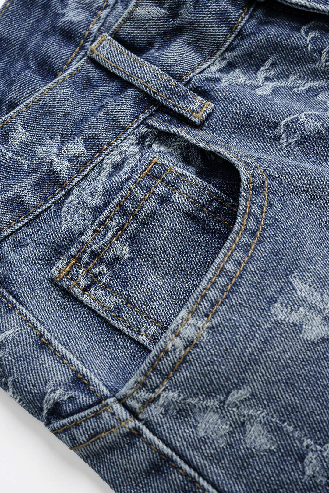 Denim Floral High Waist Wide Leg Jeans - Image 3