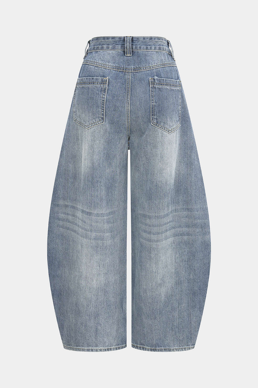 Denim Patchwork Plaid Barrel Jeans - Image 2