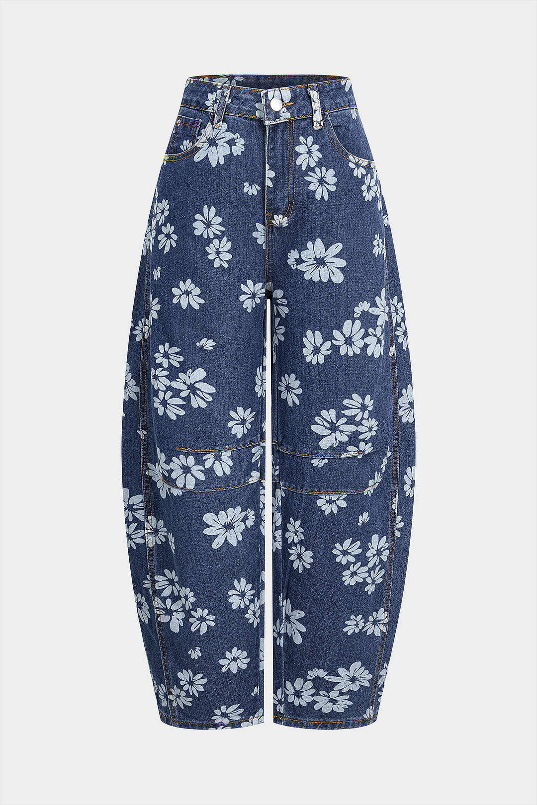 Denim Floral Print High Waist Jeans - Image 2
