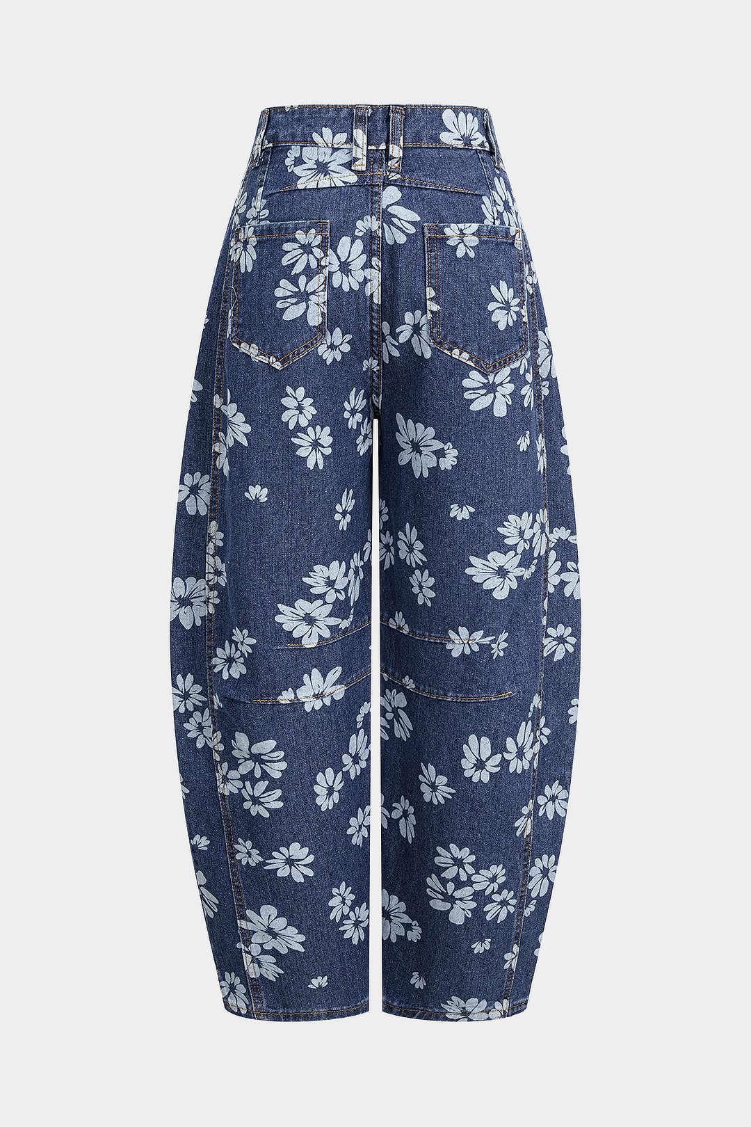 Denim Floral Print High Waist Jeans - Image 3