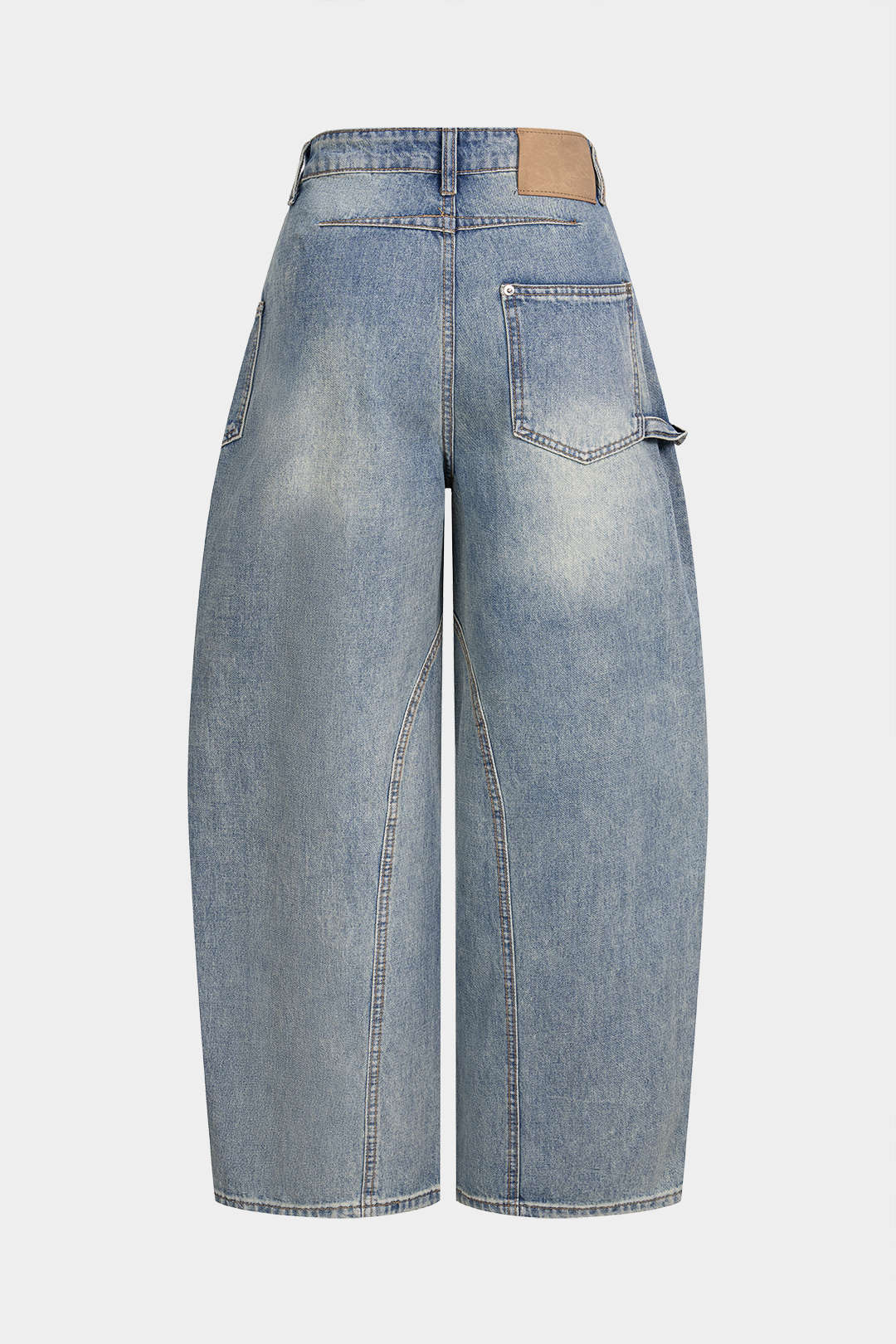 Denim Asymmetrical Pocket Wide Leg Jeans - Image 2