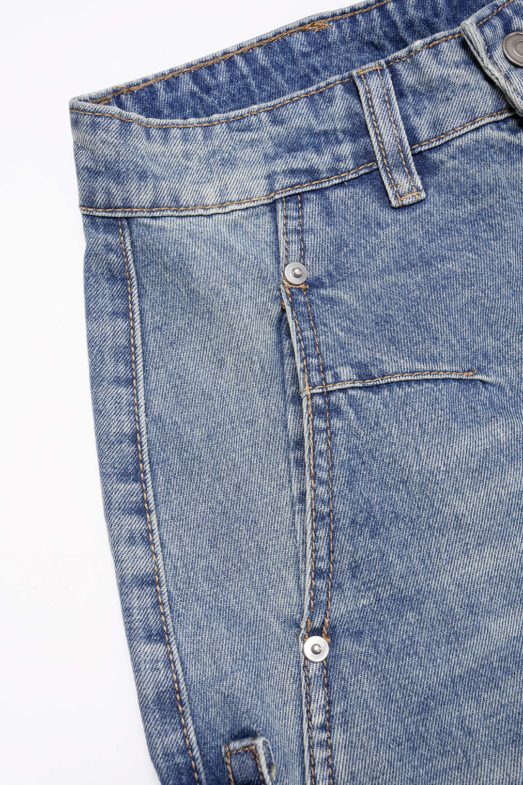 Denim Asymmetrical Pocket Wide Leg Jeans - Image 3