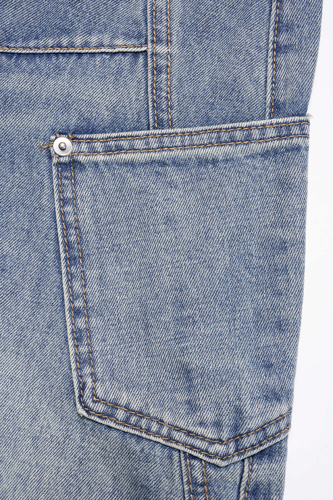 Denim Asymmetrical Pocket Wide Leg Jeans - Image 4