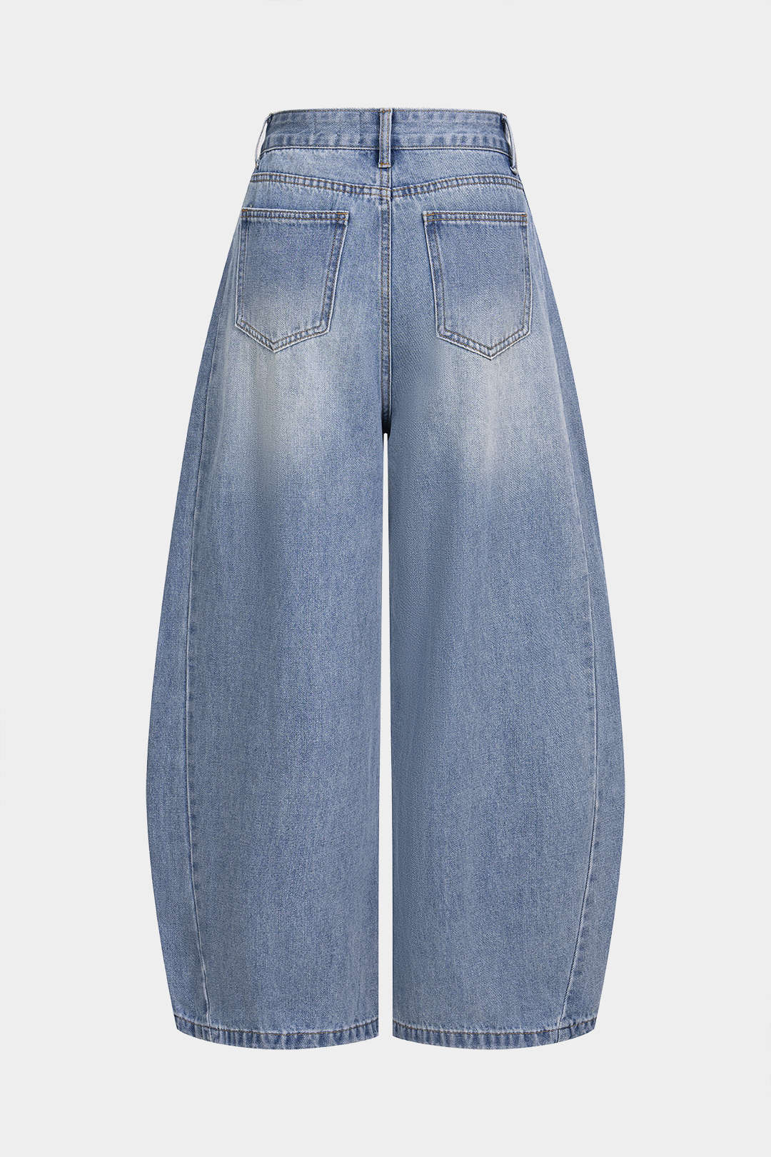 Denim Button Pocket Wide Leg Jeans - Image 3