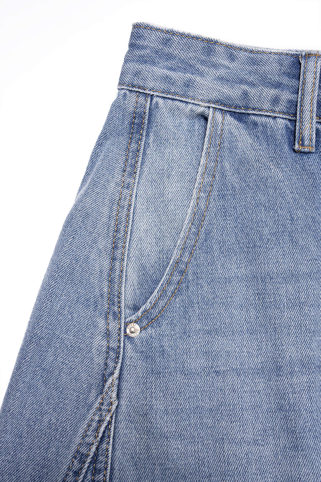 Denim Button Pocket Wide Leg Jeans - Image 4